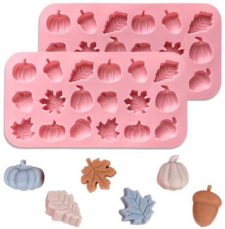1 Moule Silicone Automne, Moule Citrouille 3D, Feuille d'Érable et Gland, Moule Pâtisserie Automne pour Chocolat, Gâteau, Muffin, Pudding, DIY Bougies et Savons et Décoration Halloween, Thanksgiving