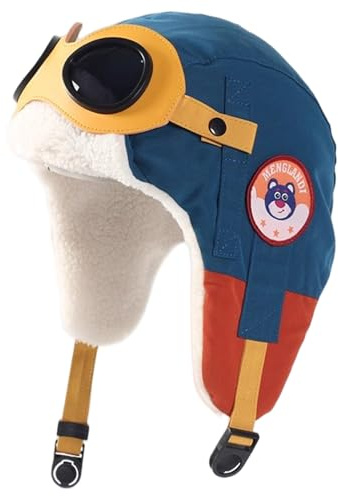 CAKEEYUM Kinder-Wintermütze mit Ohrenklappen, warme, Winddichte Trappermütze mit Fleece-Futter für Jungen und Mädchen 4–12, dunkelblau, mit Ohrenklappen, für den Winter, für Kinder, für Jungen