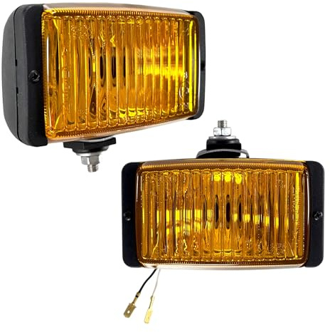 MelTruck 2er Set H3 Nebelscheinwerfer Gelb 12V / 24V – Komplettset inkl. 12V H3 Lampen (55W) | Zusatzscheinwerfer für LKW, PKW, SUV, Offroad | Gelbe Scheibe | E20 Straßenzulassung (Paar)