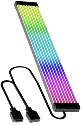 YIXANNX Computer Netzteil, dekorative Leuchtleiste, 5V 3 Pin ARGB LED Lichtleiste, Desktop Stromverlängerungskabel, 5V 3 Pin ARGB LED Lichtleiste, Schwarze 8 Streifen, 23.5 x 1 cm