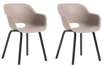 Keter Noa Gartenstuhl – 2er-Set – Soft Beige – 56,5×55×80 cm – mit Metallgestell – wetterfest, ergonomisch, pflegeleicht