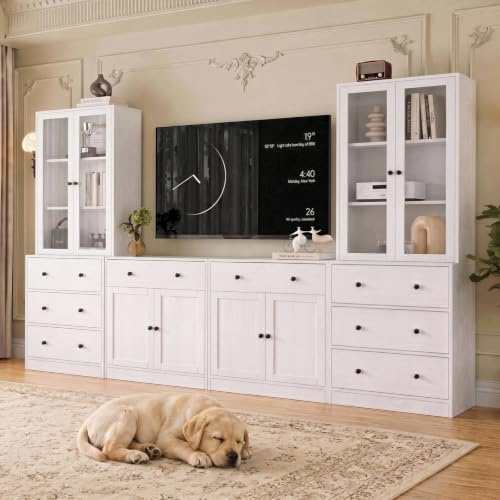 VOWNER TV Unit with Bookcase for TVs up to 65 (white)