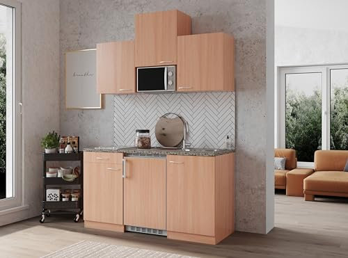 Küche Miniküche Singleküche Küchenzeile Küchenblock Buche Gerda 150 cm Respekta