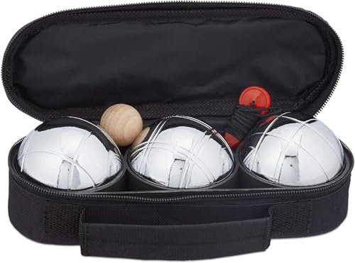 SPORTSIDE - Petanque-Tasche mit 3 Kugeln - Geschicklichkeits- und Outdoor-Spiel - Boulespiel - Triplette - 040021 - Metall - Stahl - 22 cm - Sportartikel