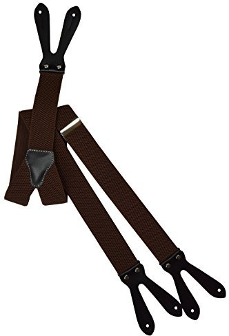 Olata Y Hosenträger zum Knöpfen | Unisex Hosenträger – 3,5 cm. Braun (Normal)