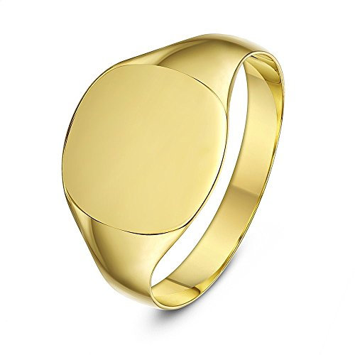 Theia Chevalière Or Jaune 9ct, Forme Carré, Poids Léger - Taille 60