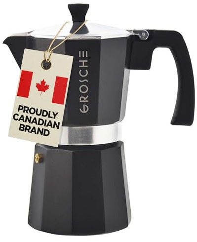 GROSCHE Milano Moka Italian Coffee Maker, Aluminium, 9 Cups, Black