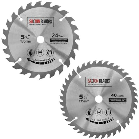 Saxton TCT135MXA TCT Circular Wood Saw Blades 135mm x 12.7mm (10mm) bore for Bosch Makita Dewalt Pack A