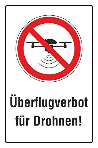 Schild Überflugverbot Drohnen Überflug verboten Quadrocopter 3 mm Alu-Verbund 300 x 200 mm