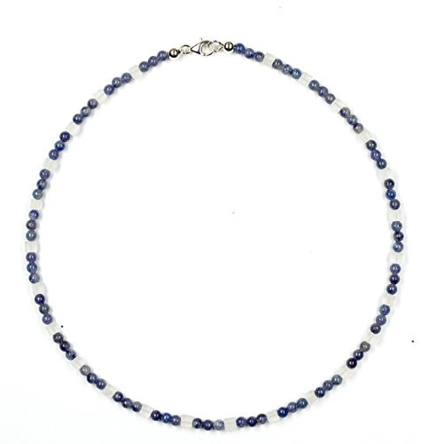 Blauquarz Schmuck (Halskette) Blauquarz Kette mit Bergkristall Verschluss 925er Sterling-Silber Modellnummer 7050