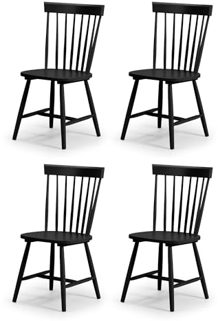 Julian Bowen Torino Dining Chairs, Set of 4, Black - H89.5 x W52 x D49cm | Scandi Kitchen Chairs for Dining Room, Kitchen Seat
