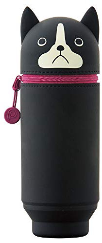LIHITLAB Kawaii Japanischer Hund Großes Stand-Up-Federmäppchen für Schule, Büro, Uni, niedliches Schulbedarf, Tier-Stiftehalter, Stifteetui für Mädchen, Künstler, Boston Terrier (A7714-8)