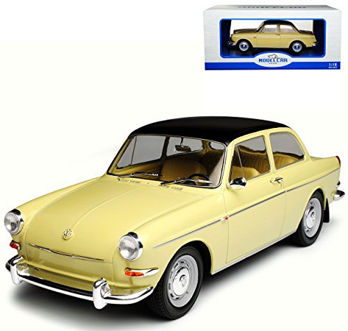MCG Volkwagen 1500 S Typ 3 Limousine Beige mit Schwarz 1961-1973 1/18 Modell Auto mit individiuellem Wunschkennzeichen
