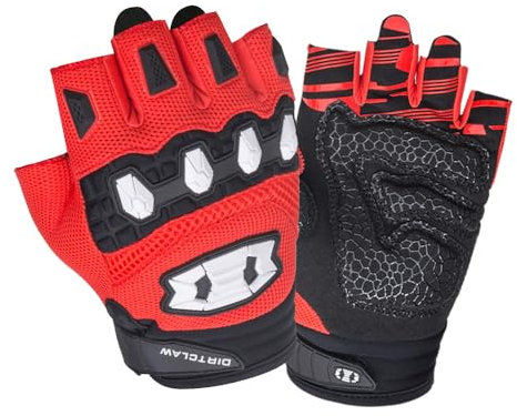 Seibertron Dirtclaw Unisex BMX MX ATV MTB Road Racing Mountainbike Fahrradhandschuhe Radsporthandschuhe Dirt Bike Gel Padded rutschfeste Halbfinger Motorrad Sports Erwachsener Handschuhe Rot M