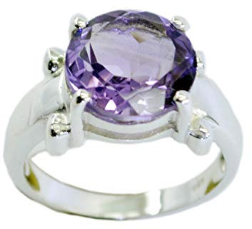 RIYO Pietre preziose in Argento Sterling 925 Anello Naturale Viola, Anello in Argento con Gemma di Ametista Viola