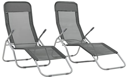 vidaXL 2X Sonnenliege Anthrazit Strandliege Gartenliege Relaxliege Klappstuhl