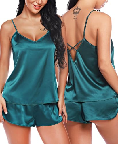 RSLOVE Pigiami da Notte in Pigiama da Notte con Scollo a V Sexy da Donna. Set da Notte