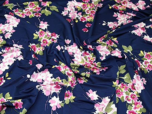 Lady McElroy Slinky Jersey Strickstoff, Pink/Marineblau – Meterware