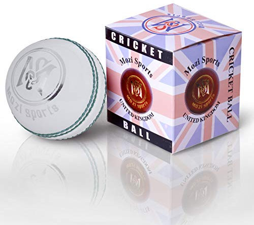 Mozi Sports® Leather Cricket Ball Senior Hand Stitched Match Quality Balls Weight 5.50oz (White)