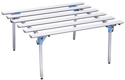 Sigma - Banco da lavoro per lastre e piastrelle di grande formato, 1800 x 1500 mm, 6 assi e morsetto per giunzione, 63F, Argento, Senza finitura, Quadro in alluminio