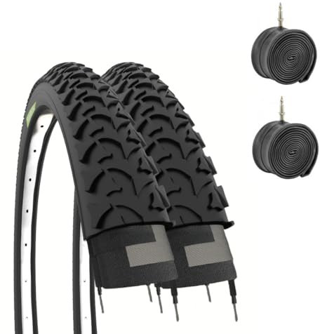 ECOVELO Unisex – Erwachsene 26 x 1.95 MTB Reifen und Schlauch 26 x 1,95 (50-559), Schwarz