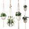 Sixyotie Makramee Blumenampel Baumwollseil Hängeampel Blumentopf Robust Makramee Pflanzenhalter Blumenampel Handgewebt Pflanzenhänger für Balkon Gartendekor Wanddekoration-4 Beine (4)