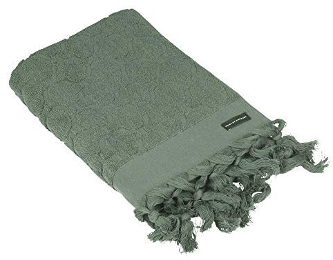 Skandinavisch Französisch Design Frotte Handtuch mit Quasten 'Miah' 50 x 70 cm Agave 100% Baumwolle Vintage Boho