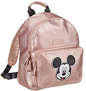ONOMATO! Mickey Mouse Rucksack Backpack Mädchen Frauen für Groß und Klein Kinder Erwachsen, Farbe:Rosegold