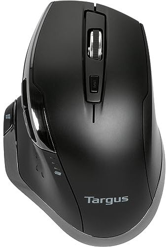 Targus Souris ergonomique sans fil antimicrobienne, Souris d'ordinateur avec 7 boutons pratiques, Souris sans fil utilisable sur toutes les surfaces – Noir, AMW584GL