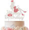 LINGTEER Happy Birthday Crown Lady Strass-Kuchenaufsatz – Cheers to Makeup Spa Geburtstag Party Tortenaufsatz Dekorationen Geschenk Schild – Rot.