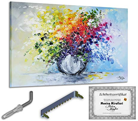 Monica Mirafiori I 100% HANDGEMALT I Gemälde Strauß 90x60cm | Gemälde Handgemalt | Acrylgemälde | Sehr Großes Acrylbild I Moderne Kunst I Kunstbilder