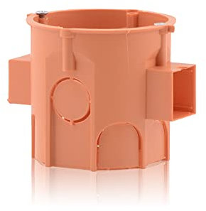 Unterputzdose tiefe Verbindungsdose Schalterdose mit Kamin Fräsloch Ø 63mm, Höhe 62mm, Orange IP30, 650°C für die Montage mehrerer Dosen, Ohne Schrauben