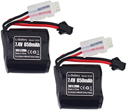 ZYGY 2PCS 7.4V 850mAh SM-2P Plug Lithium Batterie pour Syma Q2 Q3 Skytech H100 T1 T02 H102 H106 H108 H120 Bateau Télécommande Batterie Haut Débit Accessoire