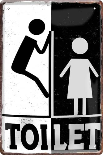 schilderkreis24 Blechschild 20x30cm – Humorvolle & praktische Wanddeko für Badezimmer, WC & Gäste-Toiletten (Toilet Mann Frau)