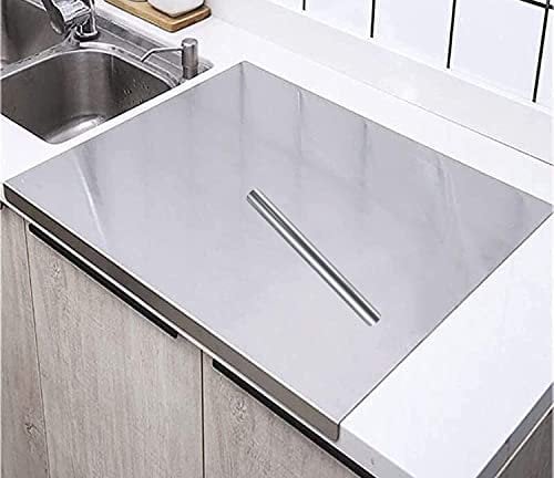 jxgzyy Stainless Steel Cutting Board 80x50 cm Heavy Duty Chopping Board Worktop Protector with Lip and Rolling Pin Kitchen Cutting Board for Kneading Bread Meat Vegetables