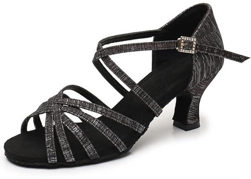 Zapatos de Danza Latina para Mujer Negro Profesional Zapatos de Baile de salón de Fiesta de Salsa de Baile práctica de Rendimiento Zapatos tamaño