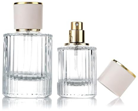 50ml strisce verticali vuote bottiglia di vetro dello spruzzo del profumo bianco/tappo dell'oro