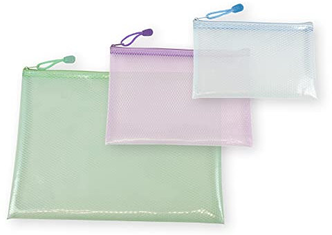 TimeTEX Set Flexo-Utensilien-Taschen farbig, 3-tlg. - Reißverschluss-Taschen - 10313