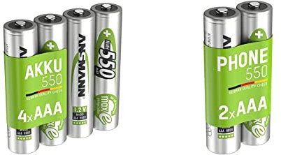 ANSMANN Akku AAA 550 mAh NiMH 1,2 V - Micro AAA Batterien wiederaufladbare Zellen & Akku AAA Micro 550 mAh 1,2V NiMH für Schnurlostelefon 2 Stück - Wiederaufladbare Batterien mit Selbstentladung maxE