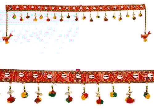 Handcrafted Toran Bandhanwar Door Wall Decorative Cloth Hanging for Festival, Traditional Indian Home Office Temple Pooja Décor Decoration and Gifting Size- 40 inches (Red Color- Kodi Design)