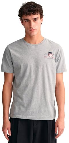 GANT Herren Reg Archive Shield Emb T-shirt T Shirt, Grey Melange, XL EU