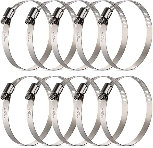 OURU 10PCS 4 Inch Hose Clamps Large Stainless Steel Hose Clamps