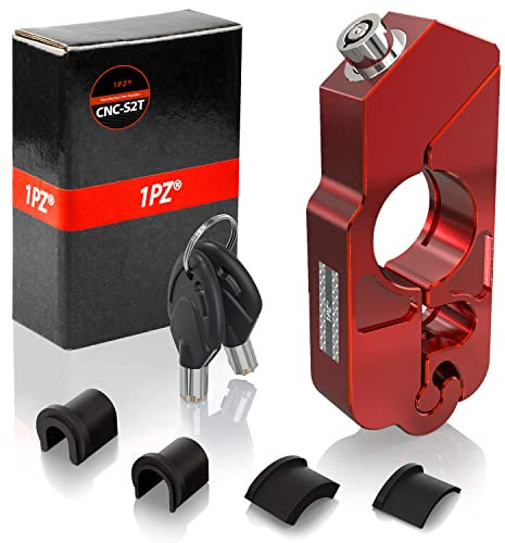 1PZ CNC-S2T Candado Manillar Moto Antirrobo Palanca de Freno Seguridad Empuñadura de Aluminio CNC, Universal, Bloqueo Acelerador Embrague Motocicleta Scooter ATV con 2 Llaves