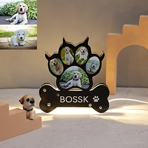 Ozinna Personalisierte Hund Pfote Nacht Lichter benutzerdefinierte Foto Hund Lampe Acrylbrett Nachtlicht Dekor Haustier Gedenkgeschenke für Haustier Hundeliebhaber (Hundepfote 1)