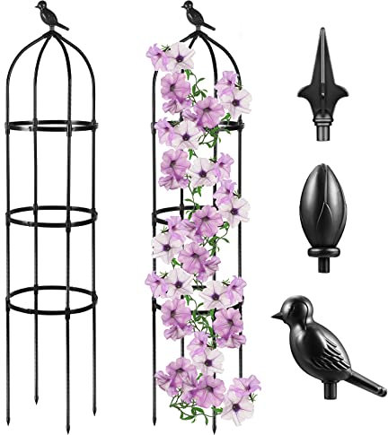 Treillis d'obélisque de jardin pour plantes grimpantes en plein air, 6 pieds, rosier, treillis rond pour pots, métal inoxydable, treillis de fleurs pour clématites, vignes, jasmin, support 023_DE