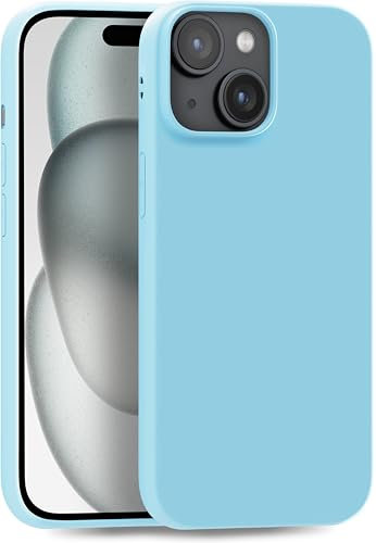 MyGadget TPU Case for iPhone 15 - [ Camera Protection & Anti Fingerprint ] - Silicone Cover with Soft Touch & Anti Scratch Shell - Blue Green