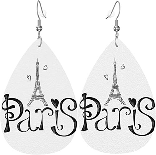 Damen-Ohrringe aus Leder, Paris, Eiffelturm, Frankreich, baumelnde Ohrringe für Mädchen
