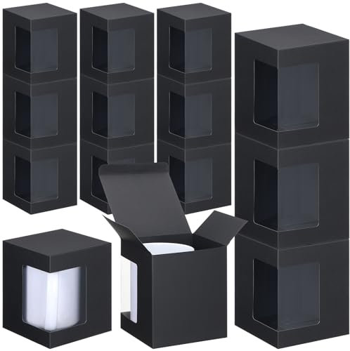 Harloon 72 Pcs Gift Boxes for Sublimation Mugs Transparent Gift Packaging Box for Blanks Sublimation Coffee Mugs 11oz, 12oz, 15oz Ceramic Blank Coffee Mugs Cups Gift Wrapping (Black)