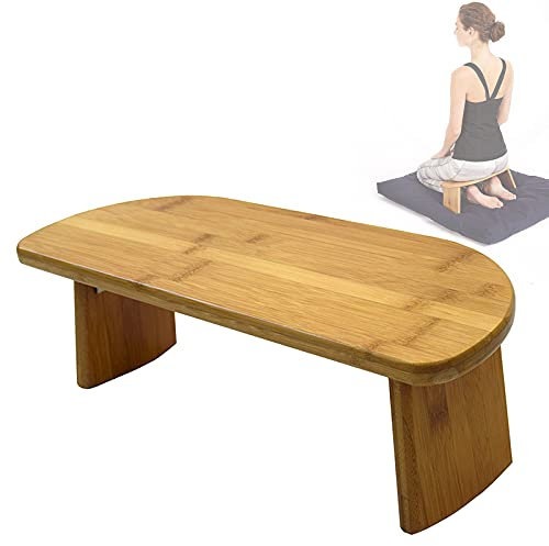 Leichte und leichte Meditationsbank, robuste Yoga-Tischplatte mit klappbaren Beinen, ergonomischer Zen-Hocker aus Bambus für Tiefe Meditation