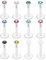 Gojewen 12er Plastik Lippenpiercing 1,2mm Flexibeler Kunststoff Labret Stecker 10mm mit Kristall Bioflex Piercing Lippe